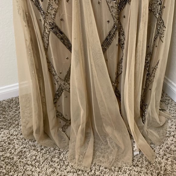 Adrianna Papell Cap Sleeve Beaded Gatsby Gown - Picture 14 of 16